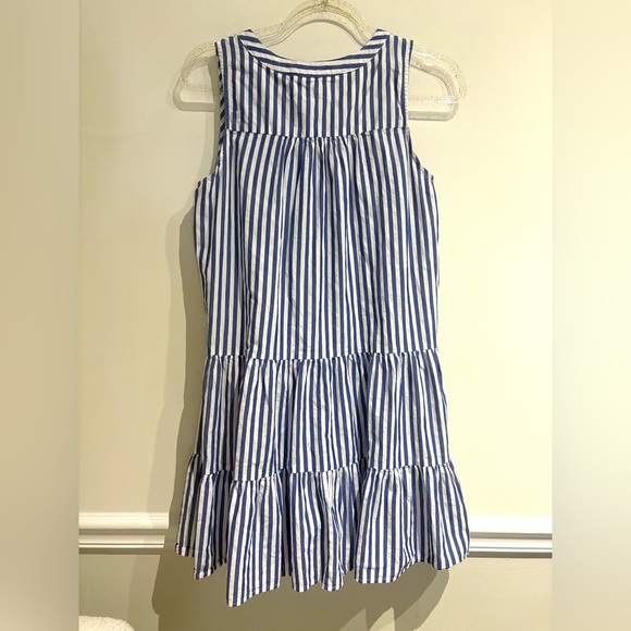 Tuckernuck Pomander Place Blue White Stripe Sleeveless Cotton Poplin Kenzo Dress - Picture 5 of 7